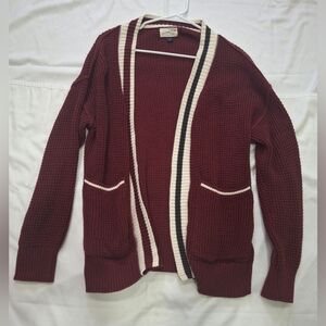Universal Thread Maroon Cardigan with Cream Trim